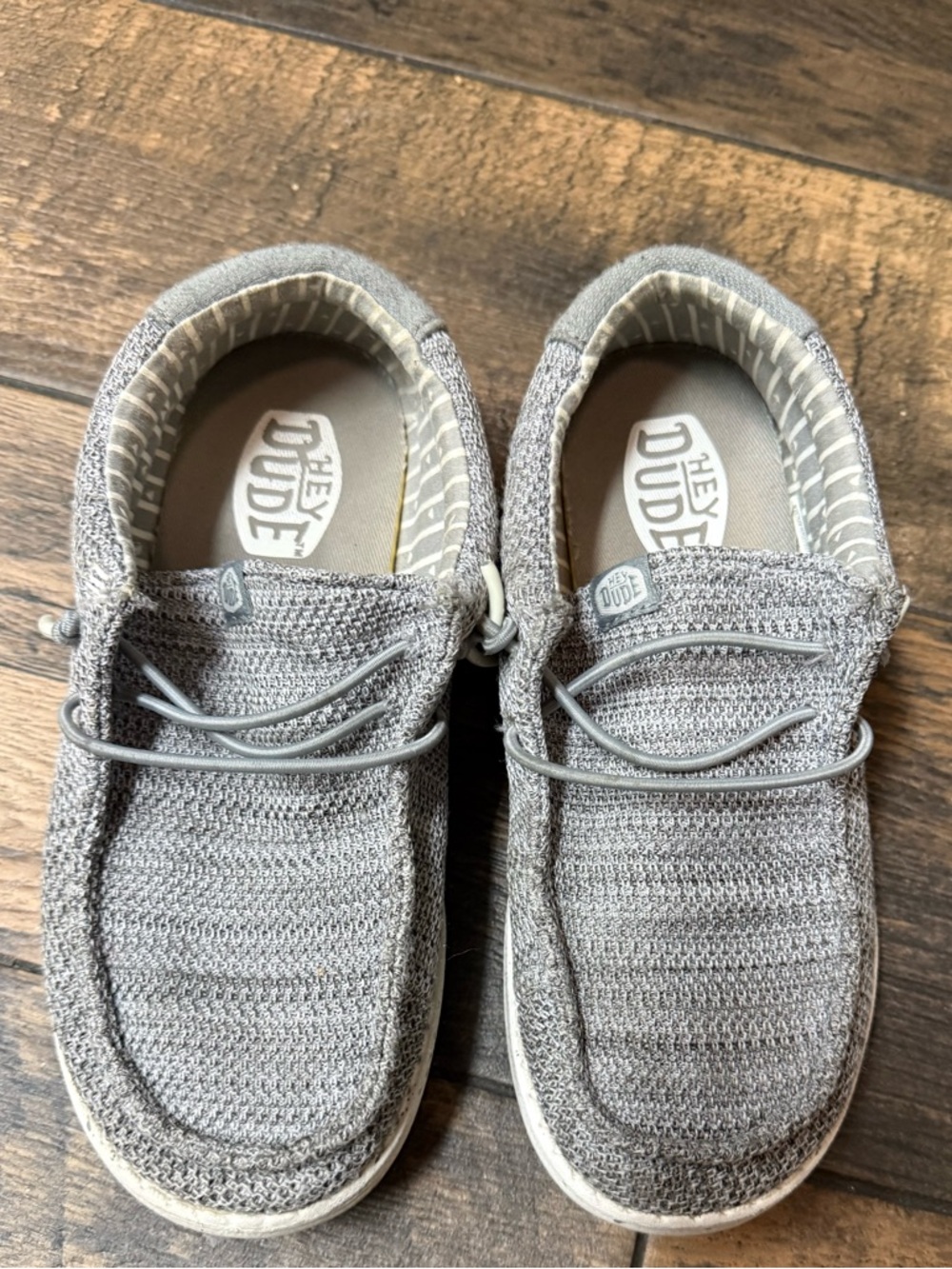 Hey Dude Kids Light Grey Knit Slip-On Sneakers